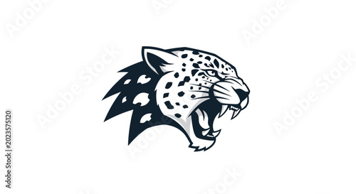 Fotografie Black and white jaguar head profile.