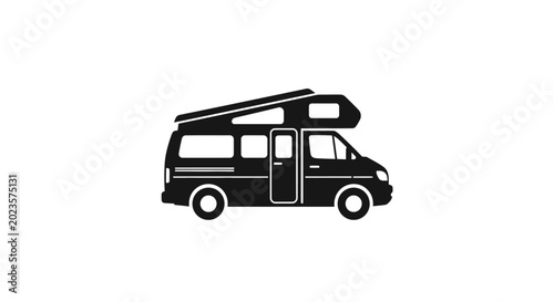 Slika na platnu Black camper van with pop up roof.