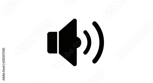 Φωτογραφία Black speaker icon with sound waves.
