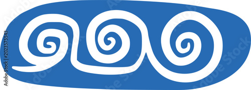 Blue ocean wave pattern inside horizontal oval emblem frame