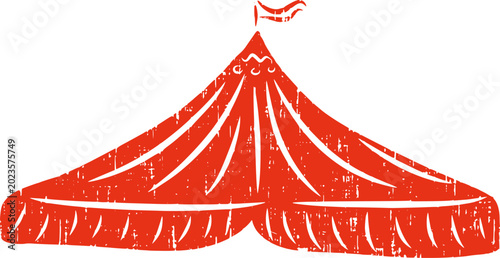 Low profile wide red circus tent vintage style banner element illustration