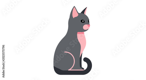 Valokuva Cute Cartoon Gray Domestic Cat.