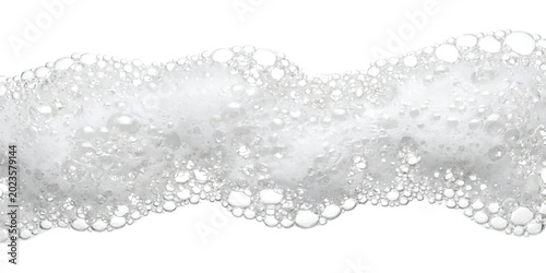 Schilderij op canvas Soft white soap foam bubbles with texture in a long horizontal wave shape for ba