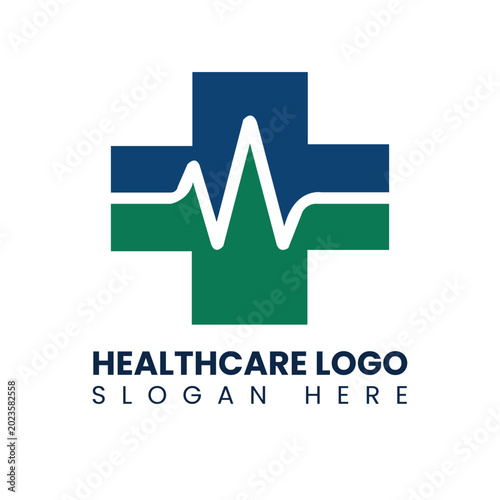 Modern Medical Healthcare Logo Design with Abstract Cross