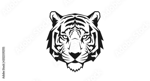 Obraz na płótnie Black and white tiger head illustration.