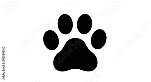 Black dog paw print silhouette icon.