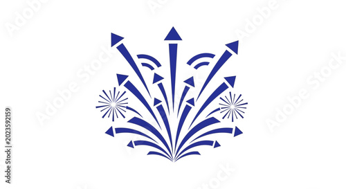 Bild auf Leinwand Blue Arrows Explosive Growth Symbol Design.