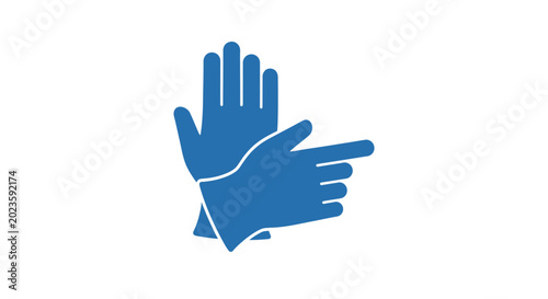 Bild auf Leinwand Blue hands gesture stop sign.