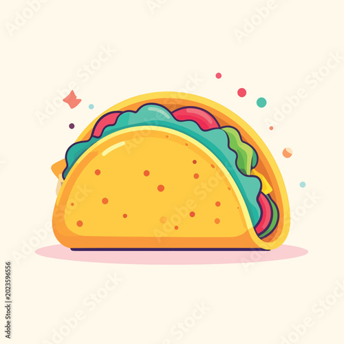 Tableau sur toile Colorful taco with lettuce and meat.