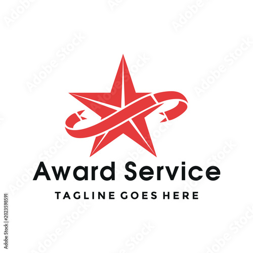 Valokuva Modern red star entwined with ribbon for achievement recognition excellence awar