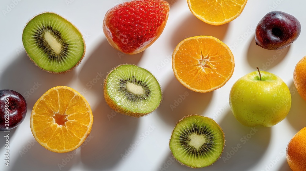 Fototapeta premium Delightful Composition of Fresh Fruits Displaying a Variety of Colors and Textures