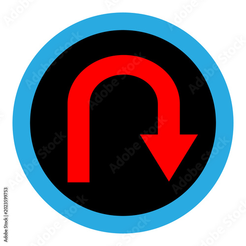 Minimal black U turn arrow on white background, perfect for apps, maps, and transportation graphics.