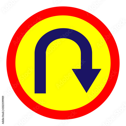 Minimal black U turn arrow on white background, perfect for apps, maps, and transportation graphics.