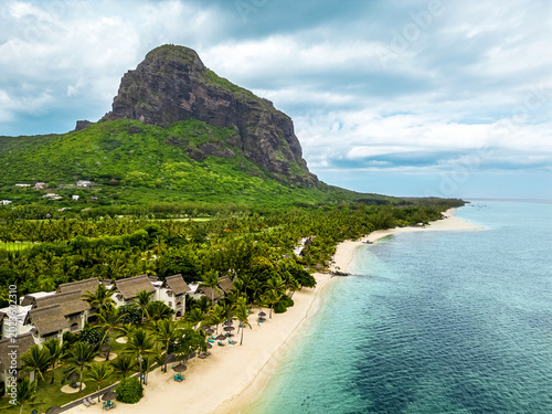 фотографія Aerial drone view of Le Morne Brabant and the pristine Le Morne Beach in Mauriti