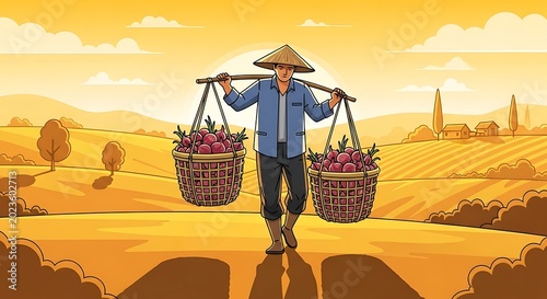 Obraz na płótnie Farmer harvests Beets.