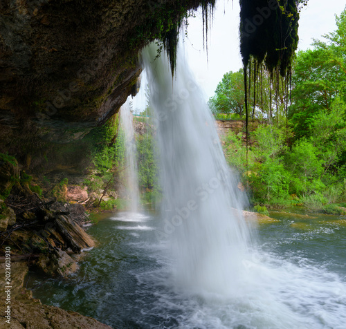 Colorful Pedrosa waterfall spring Burgos access