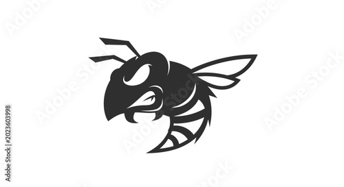 Obraz na płótnie Black and white angry bee head.