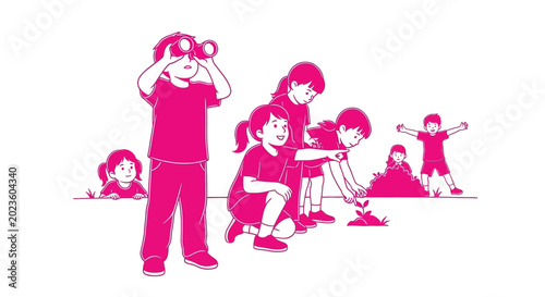 Foto Children Playing Together Outdoors Freely.