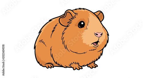 Foto Cute brown guinea pig sitting.