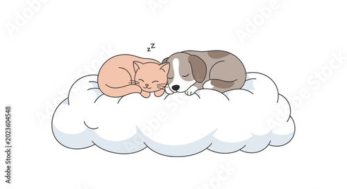 Valokuva Cute sleeping dog and pig friends.