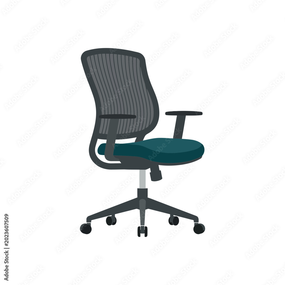 Obraz premium Modern ergonomic office chair with teal seat and mesh back