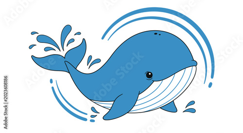 Photos Blue Whale Cartoon Character Illustration.