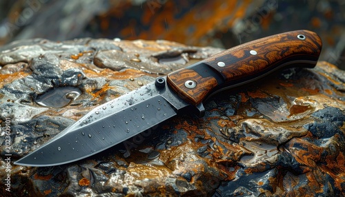 Knife on rock