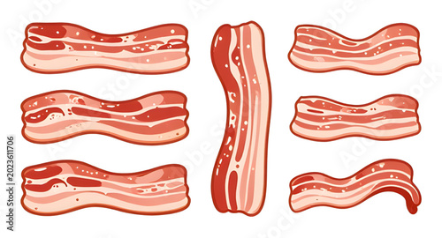 Bild auf Leinwand bacon, meat, slice, pork, food, breakfast, cooked, raw, strip, crispy, fat, butc
