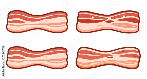 Quadro su tela slice, bacon, meat, pork, food, breakfast, cooked, raw, strip, crispy, fat, butc