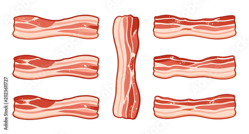 Foto slice, bacon, meat, pork, food, breakfast, cooked, raw, strip, crispy, fat, butc