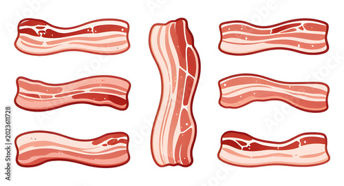 Foto slice, bacon, meat, pork, food, breakfast, cooked, raw, strip, crispy, fat, butc