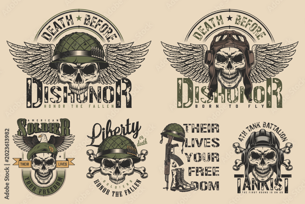 Fototapeta premium Military skull designs