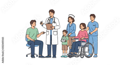 Tableau sur toile Doctor and nurses attend to patients in a hospital setting.