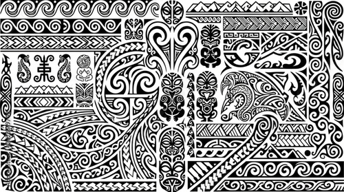 Foto Collection of Polynesian Tribal Tattoo Designs and Patterns.