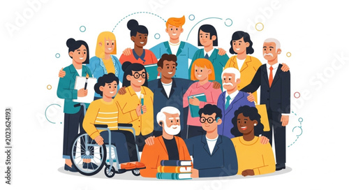 Diverse Group of People Standing Together in a Crowd.