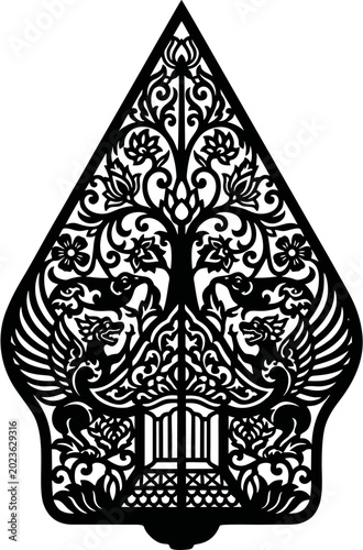 Photos Traditional Indonesian wayang kulit gunungan vector silhouette javanese shadow p