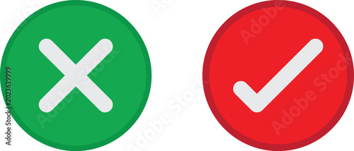 Cuadro en lienzo Positive and negative circular icon buttons