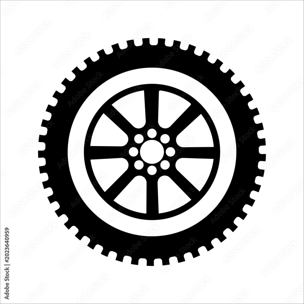 Fototapeta premium Car wheel icon design template vector isolated