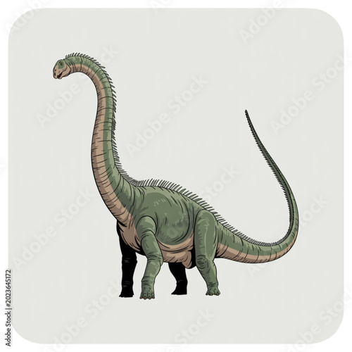 Tableau sur toile Realistic diplodocus dinosaur profile side view, vintage jurassic sauropod wildl