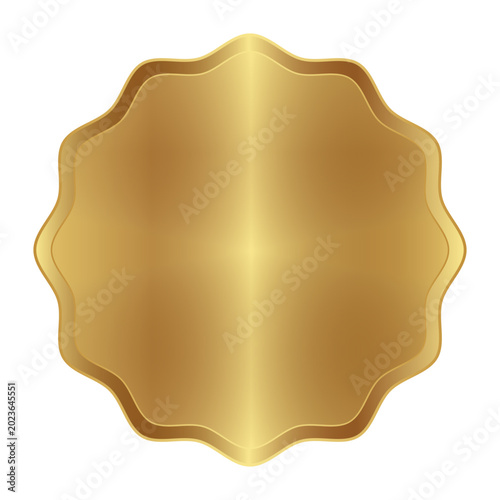 Blank golden seal badge isolated with luxury premium award emblem design