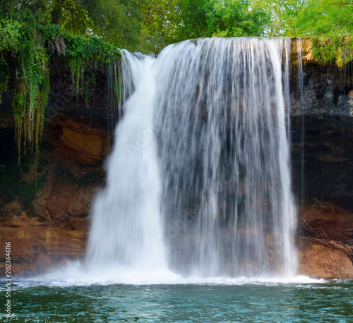 Colorful Pedrosa waterfall spring Burgos access