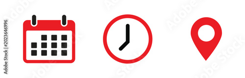 Foto Calendar clock and location pin icon