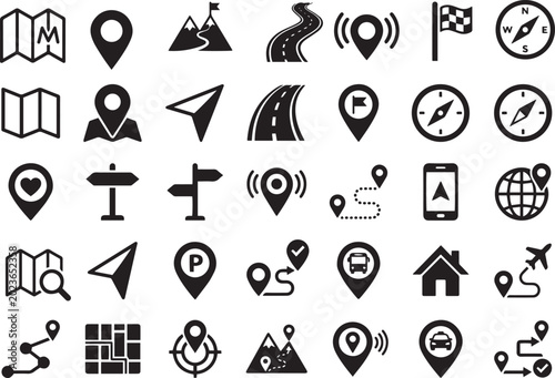 Foto Map and location icon set