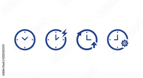 Clock icons representing time management