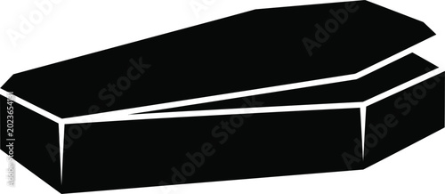 Foto Black Coffin Silhouette with Slightly Open Lid