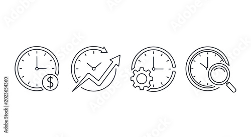 Clock icons representing time management