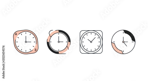 Valokuva Clock icons showing different time concepts