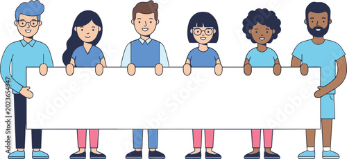Εκτύπωση καμβά Teamwork banner illustration collection featuring diverse people, unity, collabo