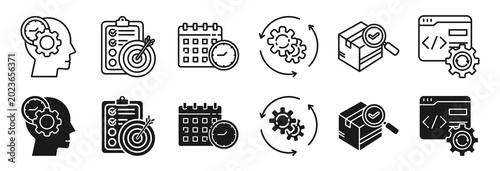 Photos Release management icon set vector illustration concept relate to managing, plan