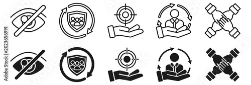 Fotografía Inclusion revolution icon set. Exclusion and segregation symbol.